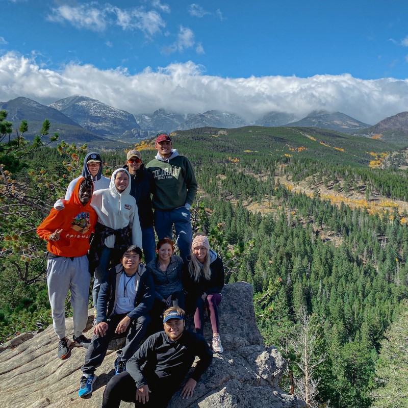 Mount Marty students hiking in the Rocky Mountains